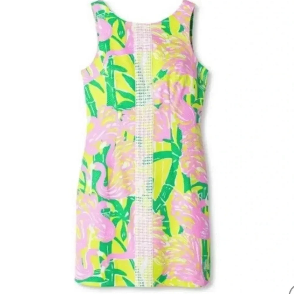 Lilly Pulitzer Sleeveless Dress Flamingo Pink Green Size XL 14-16 - Picture 3 of 17